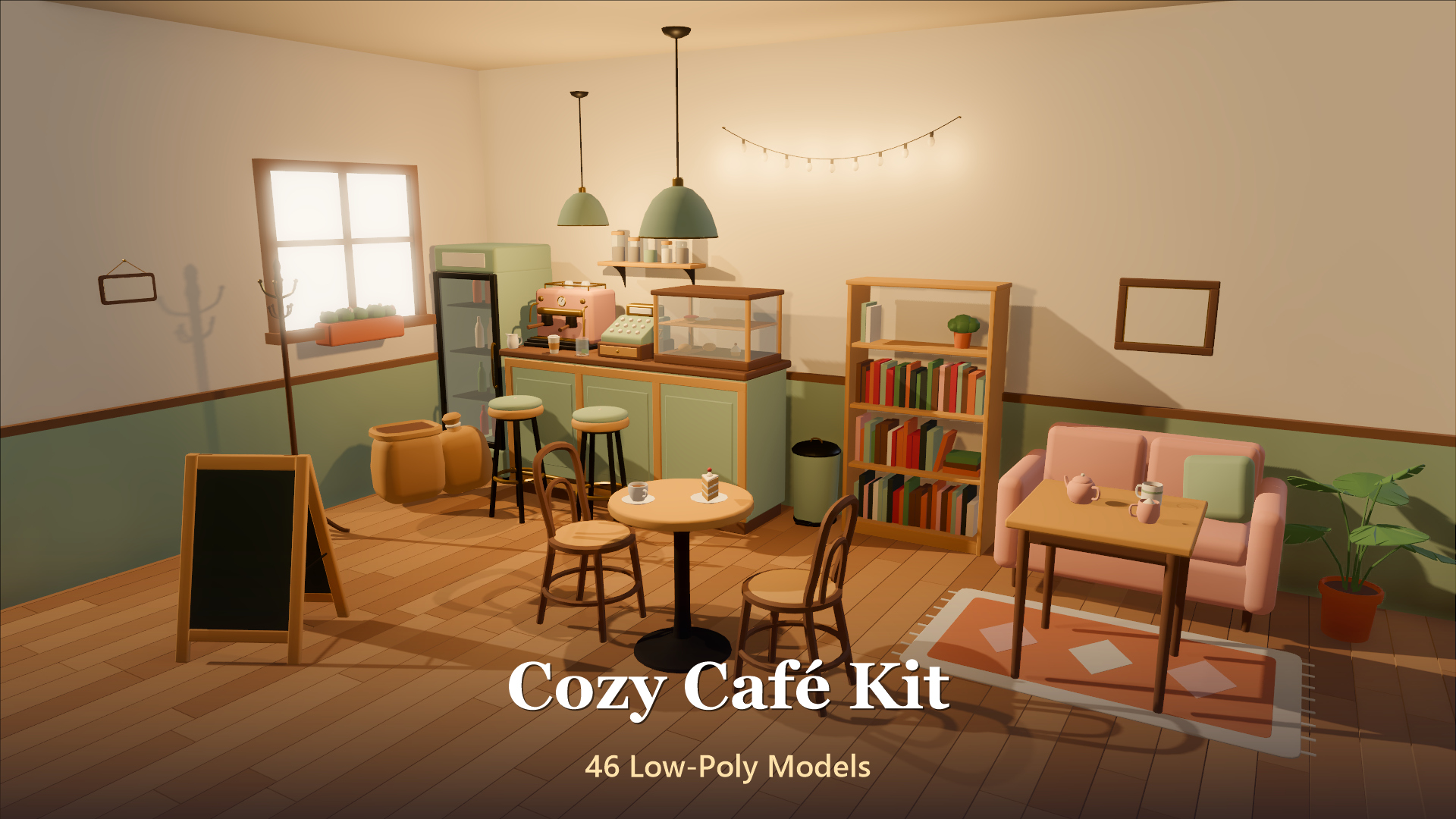Cozy Cafe Kit - 46 Low-Poly Models 3D Model