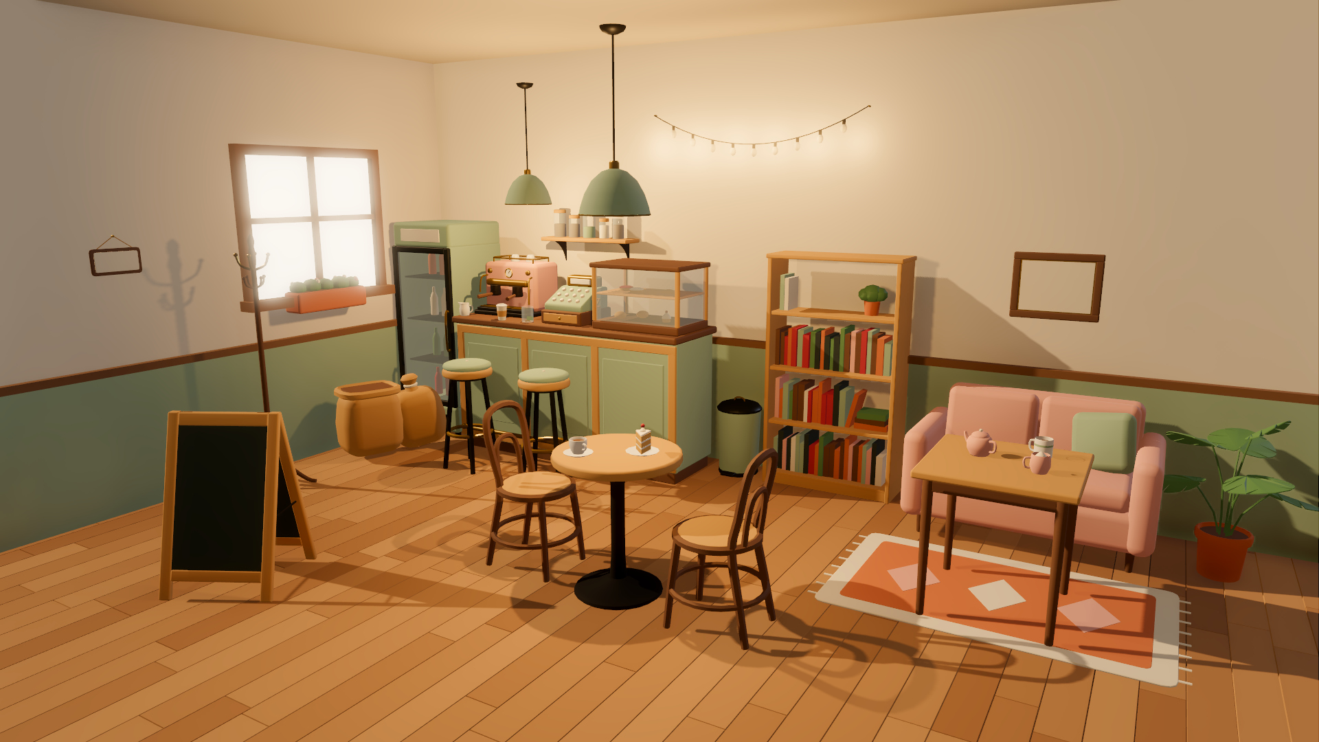 Cozy Cafe Kit - 46 Low-Poly Models 3D Model