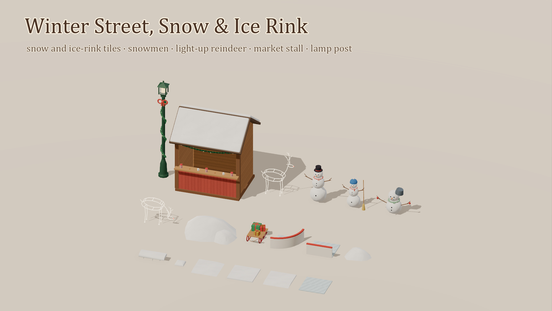 Cozy Christmas Kit - 88 Low-Poly Models 3D Model