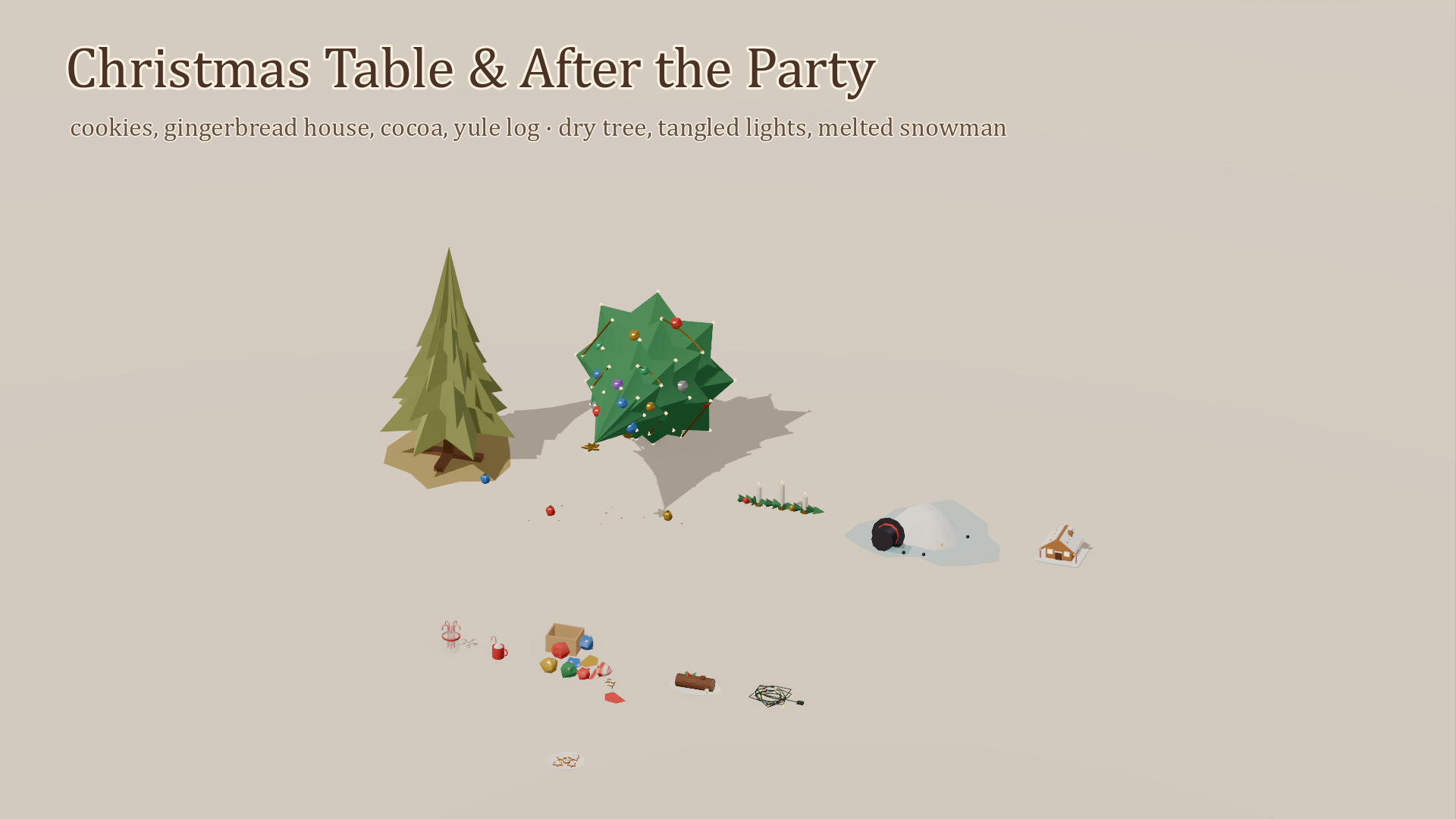 Cozy Christmas Kit - 88 Low-Poly Models 3D Model