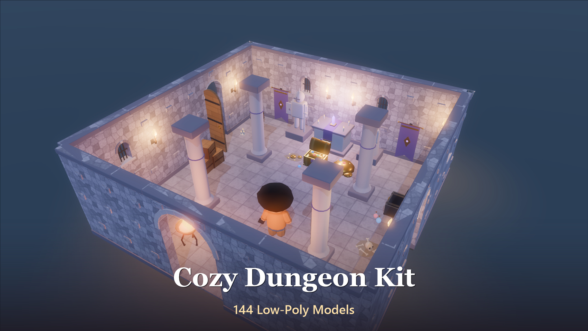 Cozy Dungeon Kit - 144 Low-Poly Models 3D Model