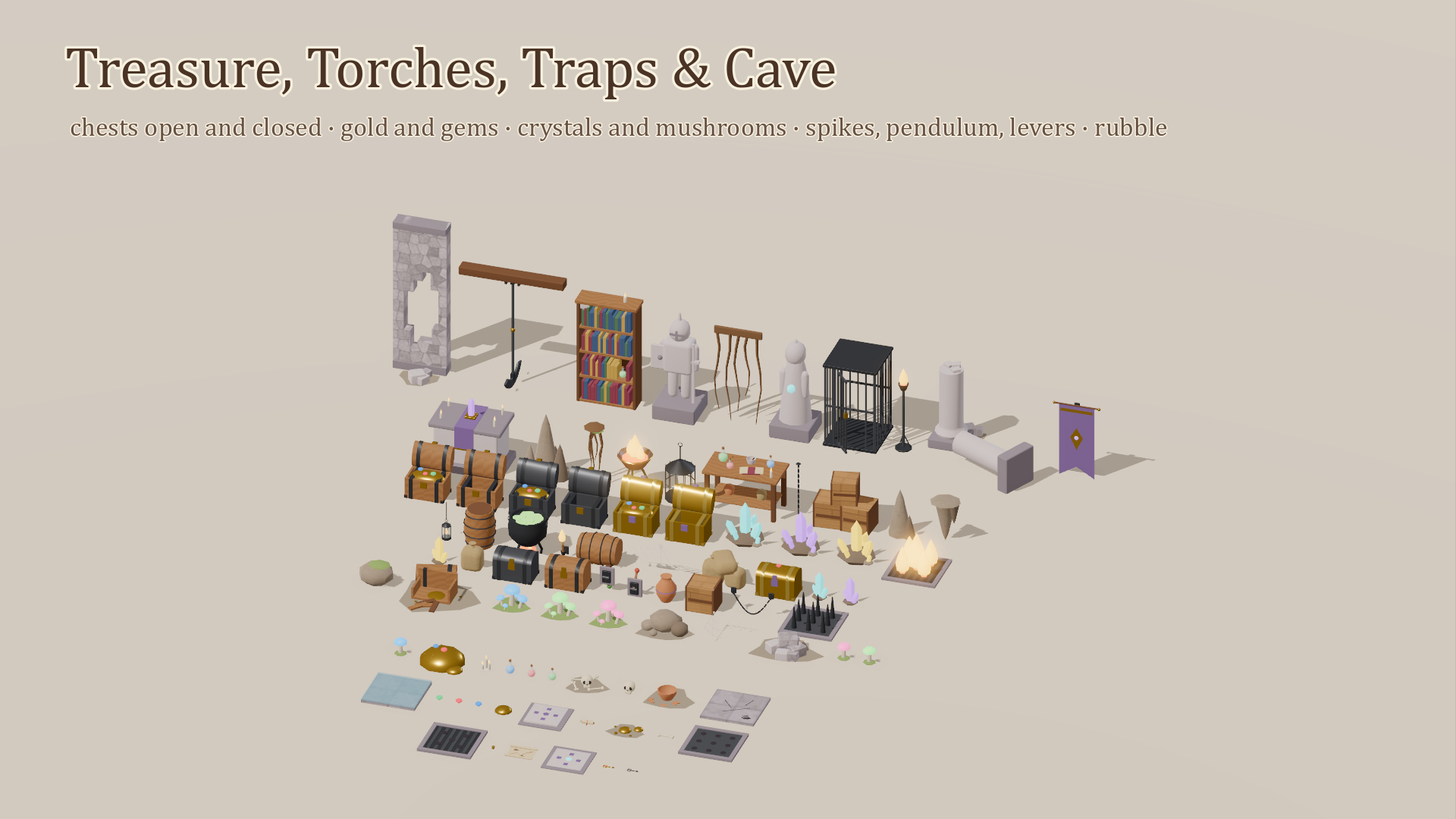 Cozy Dungeon Kit - 144 Low-Poly Models 3D Model