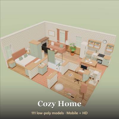 Cozy Home Kit - 111 Low-Poly Models