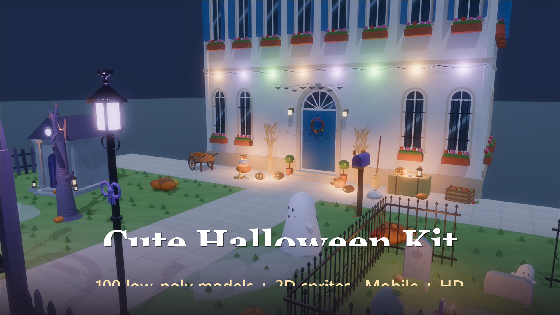 Cute Halloween Kit - 100 Low-Poly Models  2D Sprites 3D Model