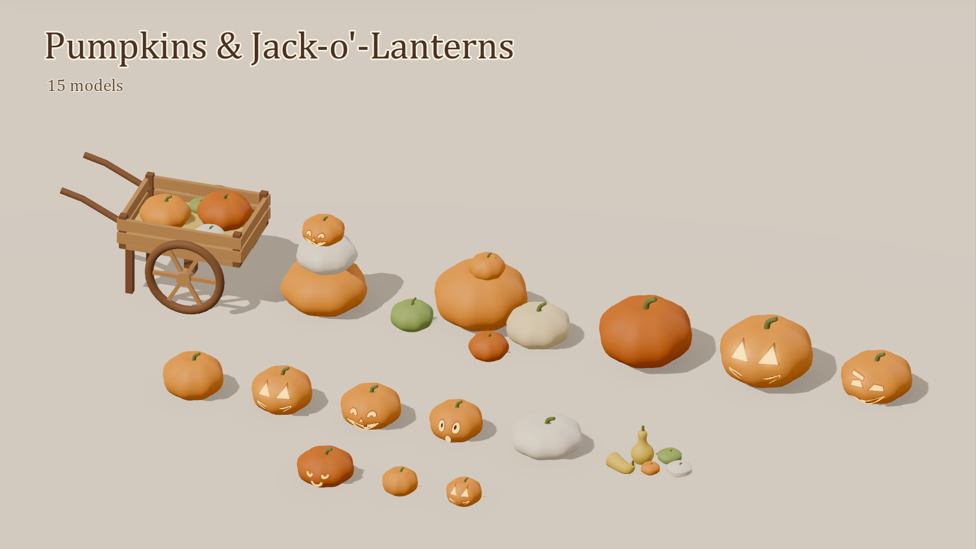 Cute Halloween Kit - 100 Low-Poly Models  2D Sprites 3D Model