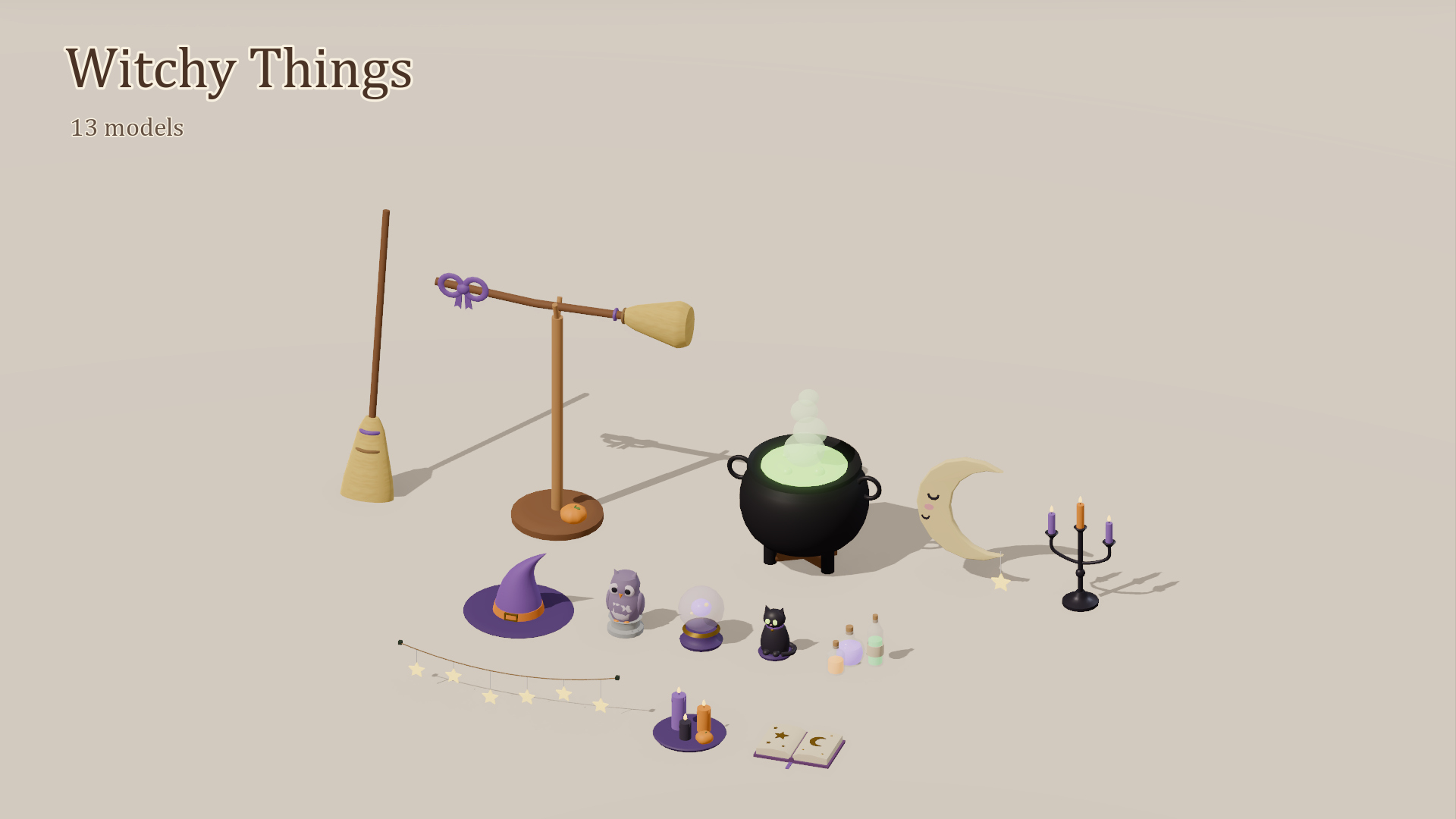 Cute Halloween Kit - 100 Low-Poly Models  2D Sprites 3D Model