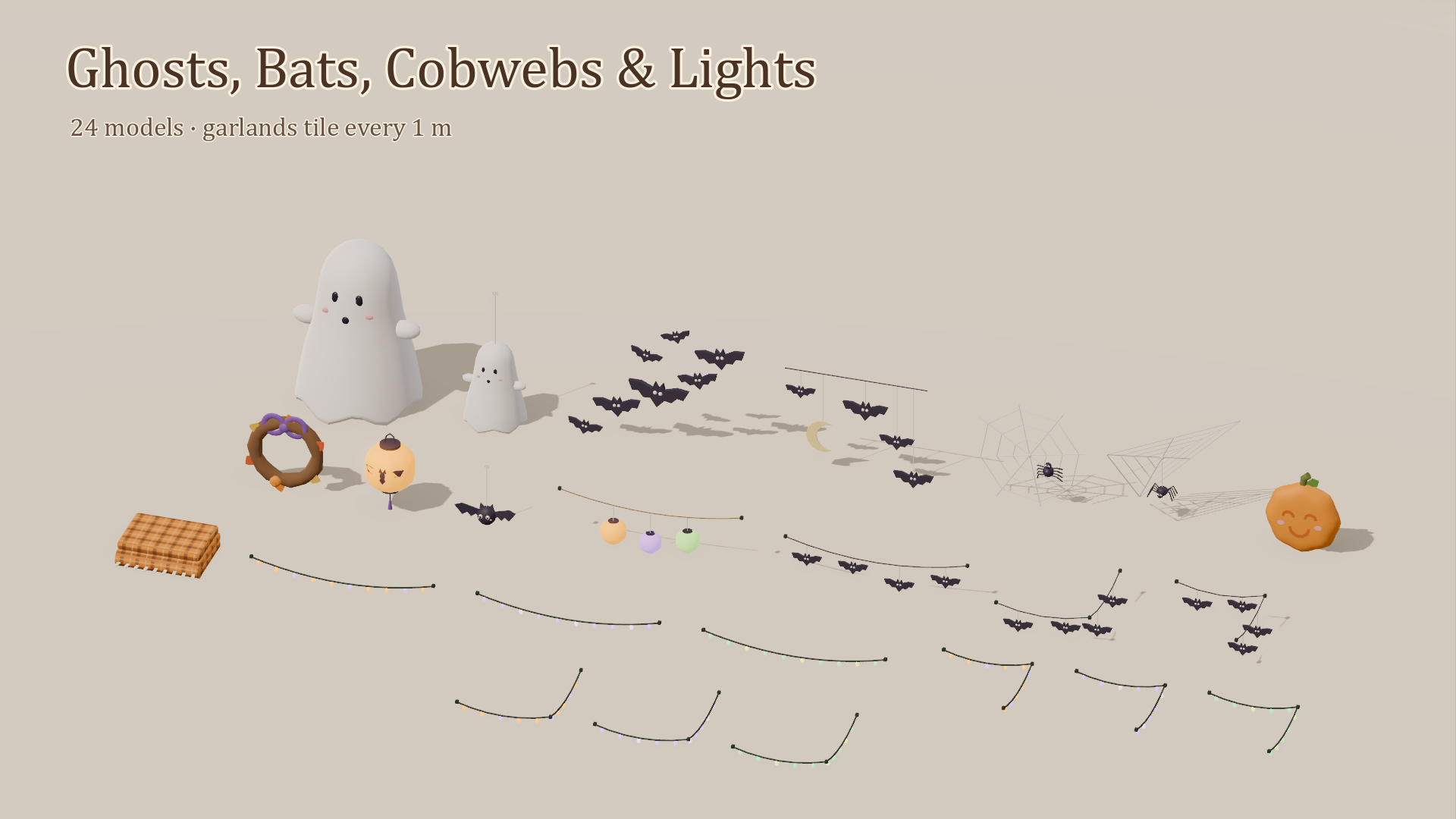 Cute Halloween Kit - 100 Low-Poly Models  2D Sprites 3D Model