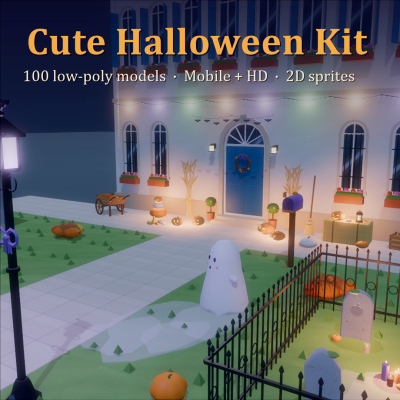 Cute Halloween Kit - 100 Low-Poly Models + 2D Sprites