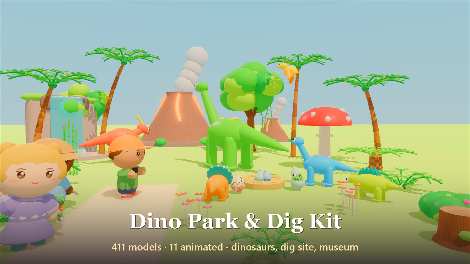 Dino Park &amp Dig Kit - 422 Low-Poly Models 3D Model