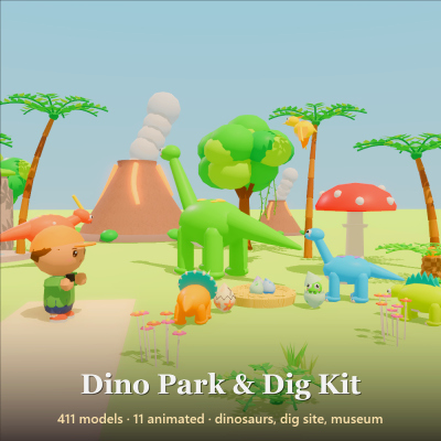 Dino Park & Dig Kit - 422 Low-Poly Models
