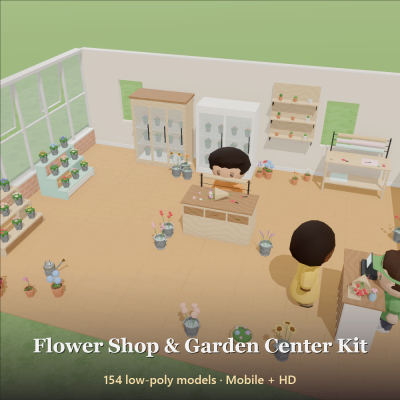 Flower Shop & Garden Center Kit - 154 Low-Poly Models