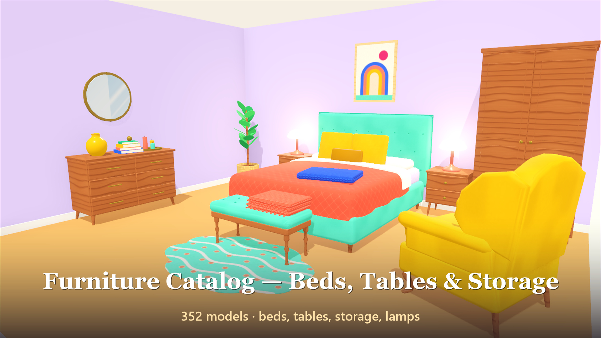 Furniture Catalog - Beds Tables &amp Storage - 352 Low-Poly Models 3D Model