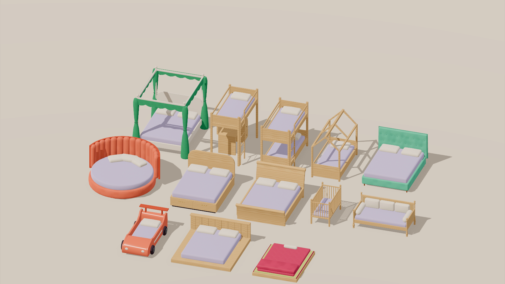 Furniture Catalog - Beds Tables & Storage - 352 Low-Poly Models 3D Model