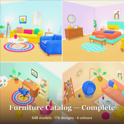 Furniture Catalog - Complete - 648 Low-Poly Models