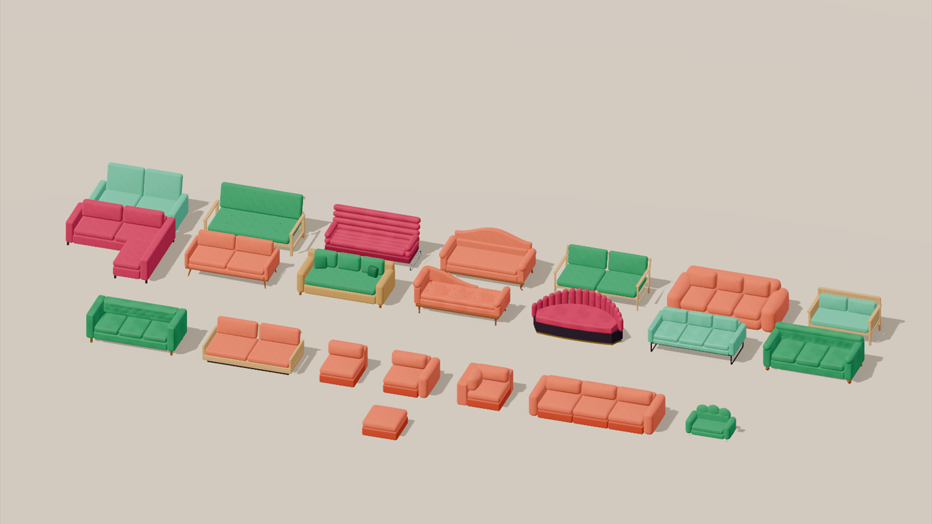 Furniture Catalog - Seating &amp Sofas - 296 Low-Poly Models 3D Model