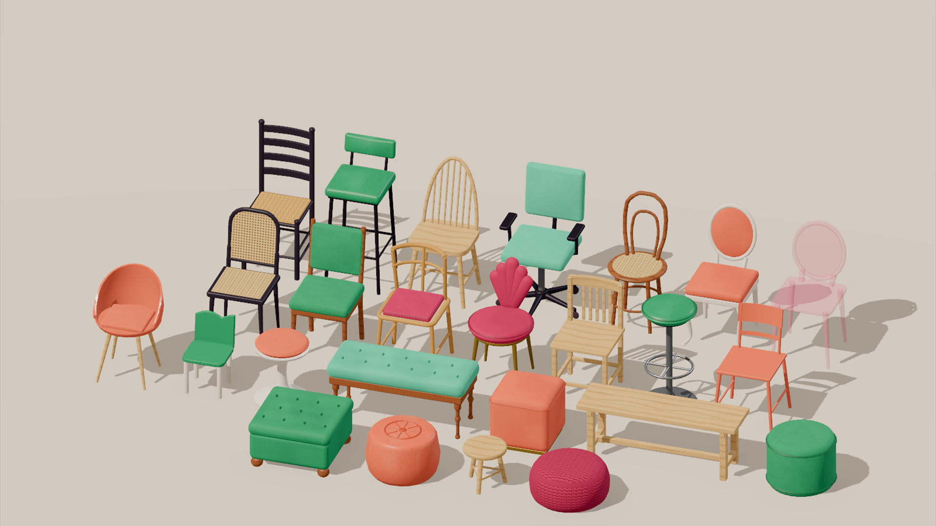Furniture Catalog - Seating & Sofas - 296 Low-Poly Models 3D Model