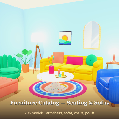 Furniture Catalog - Seating & Sofas - 296 Low-Poly Models