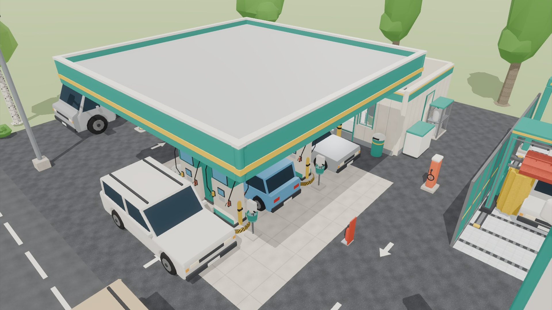 Gas Station & Car Service Kit - 159 Low-Poly Models 3D Model