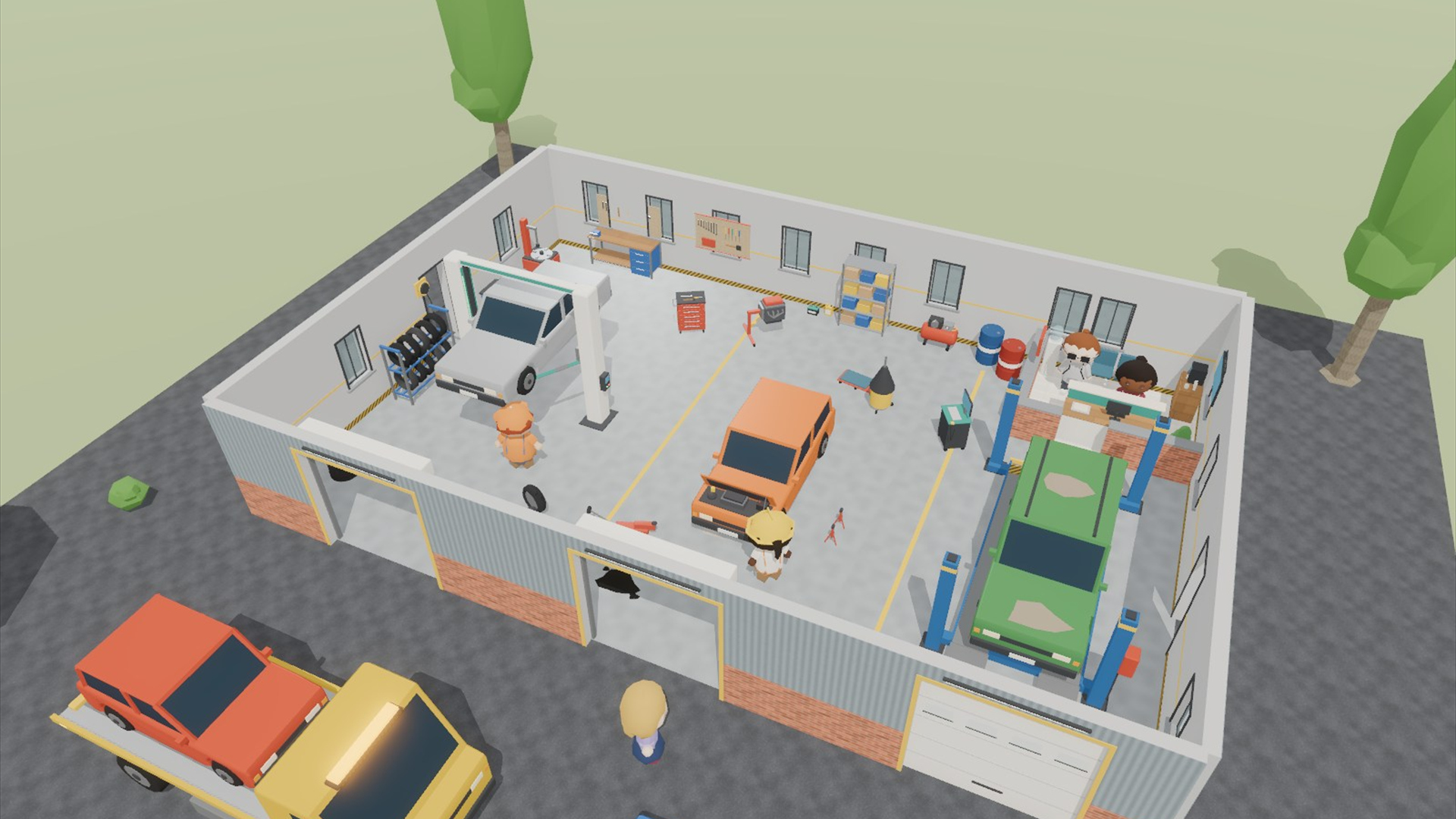Gas Station & Car Service Kit - 159 Low-Poly Models 3D Model