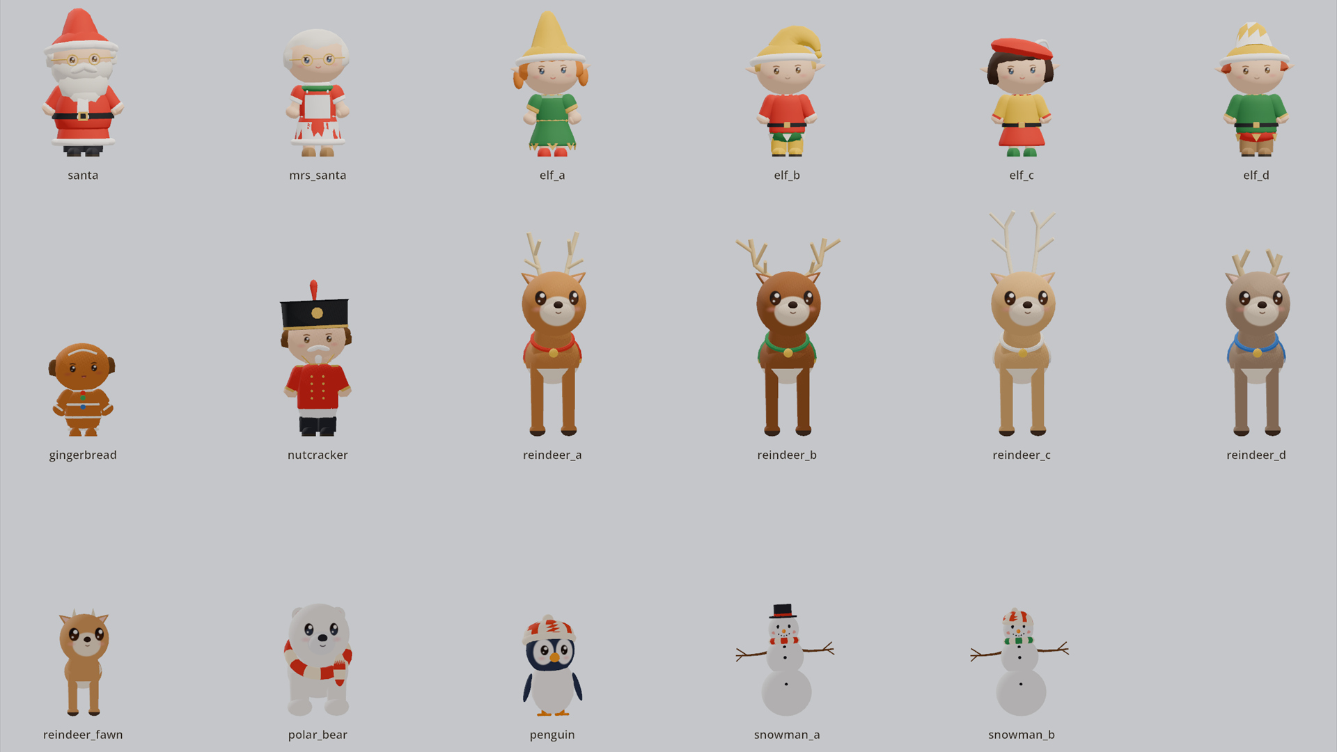 Grand Christmas - Interior & Characters - 318 Low-Poly Models 3D Model