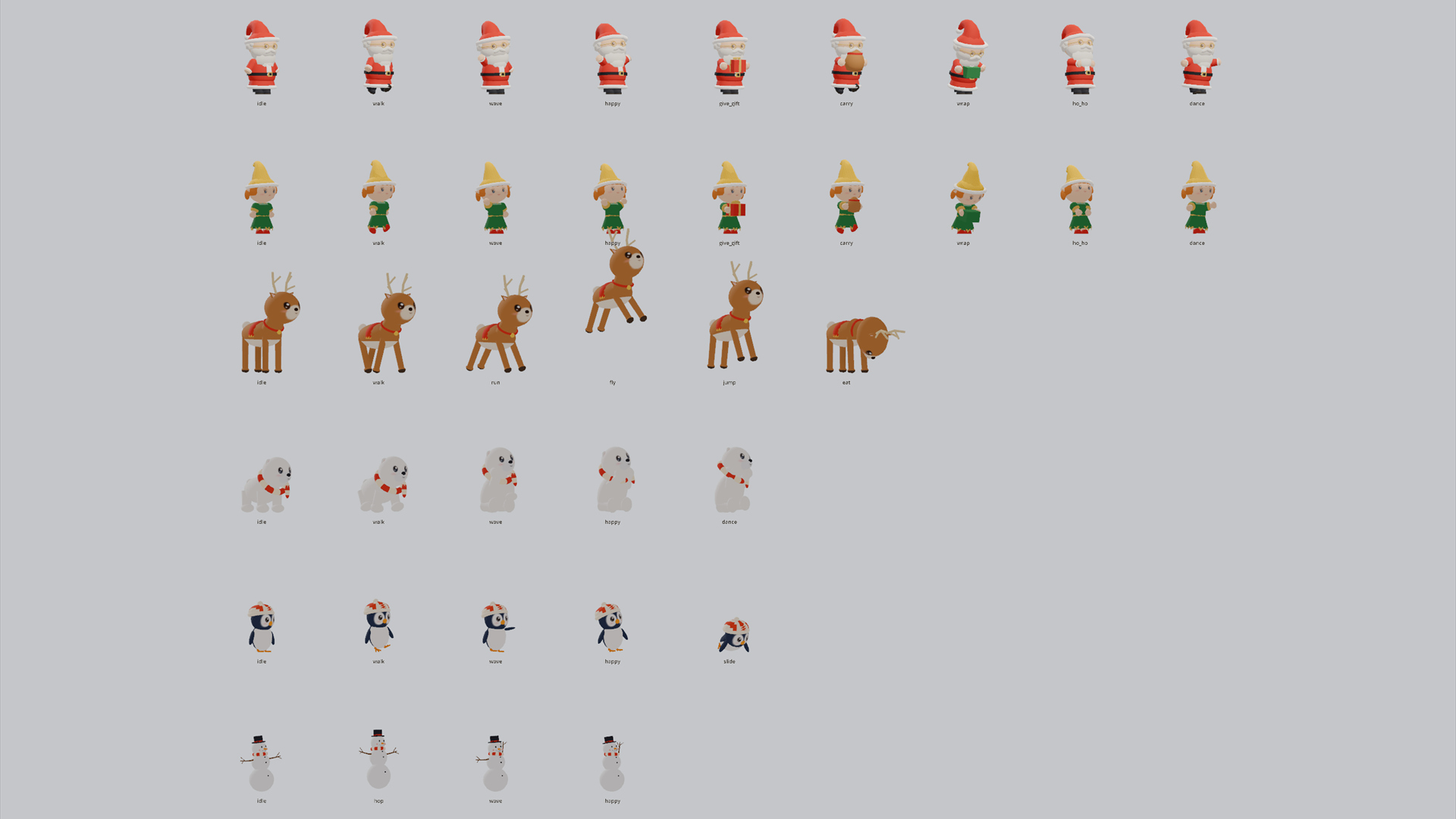 Grand Christmas - Interior & Characters - 318 Low-Poly Models 3D Model