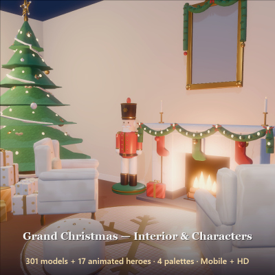 Grand Christmas - Interior & Characters - 318 Low-Poly Models