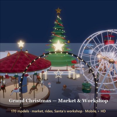 Grand Christmas - Market & Workshop - 170 Low-Poly Models