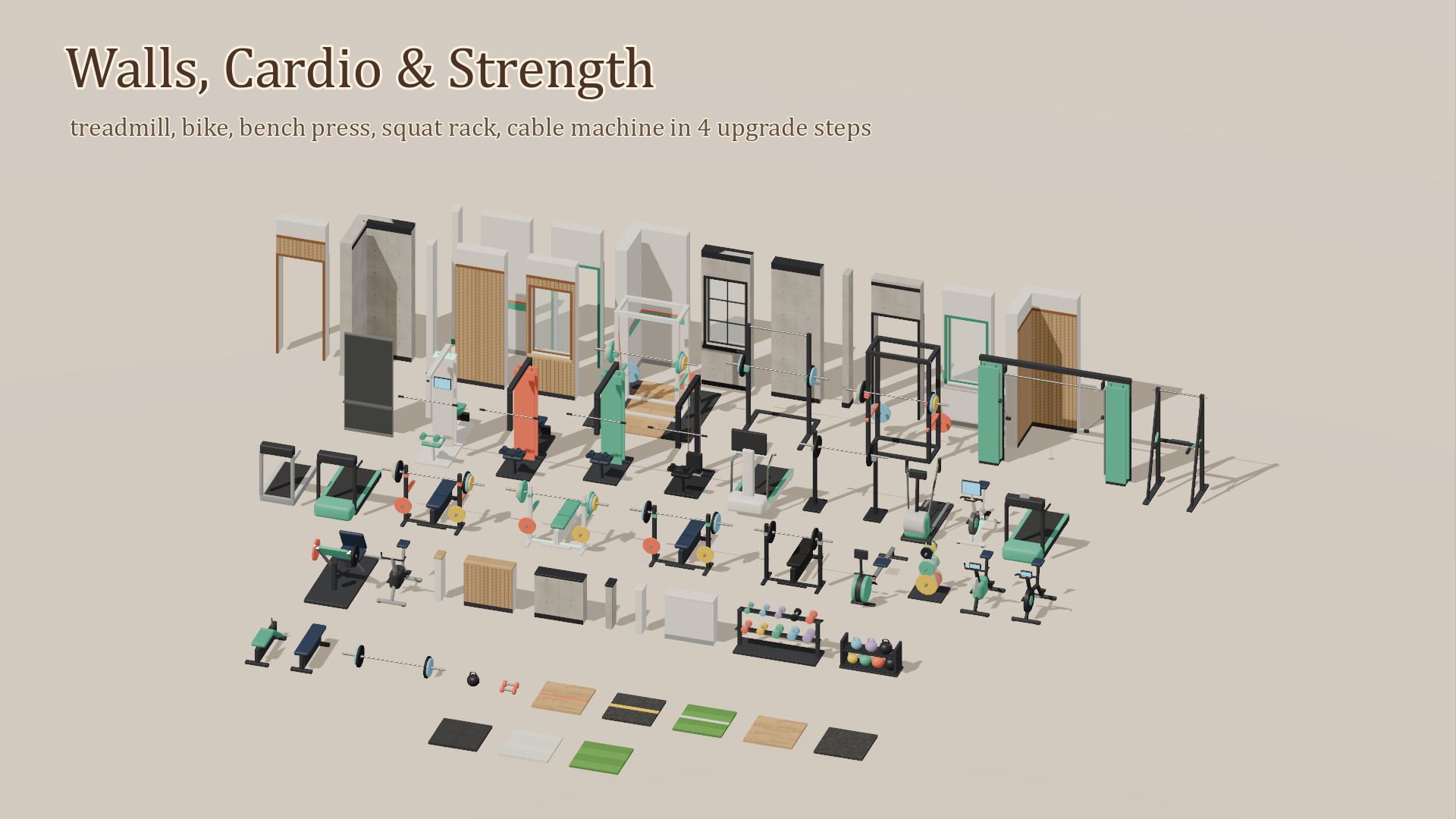 Gym &amp Fitness Kit - 120 Low-Poly Models 3D Model