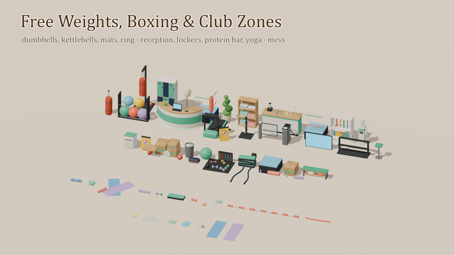 Gym & Fitness Kit - 120 Low-Poly Models 3D Model