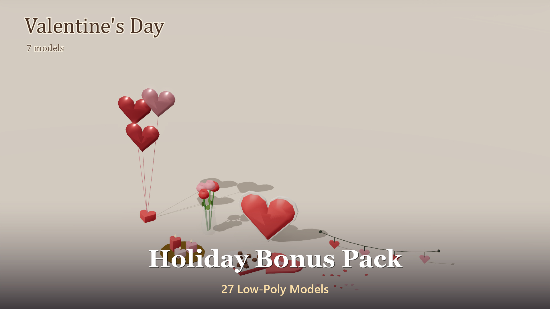 Holiday Bonus Pack - 27 Low-Poly Models 3D Model