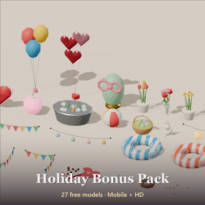 Holiday Bonus Pack - 27 Low-Poly Models