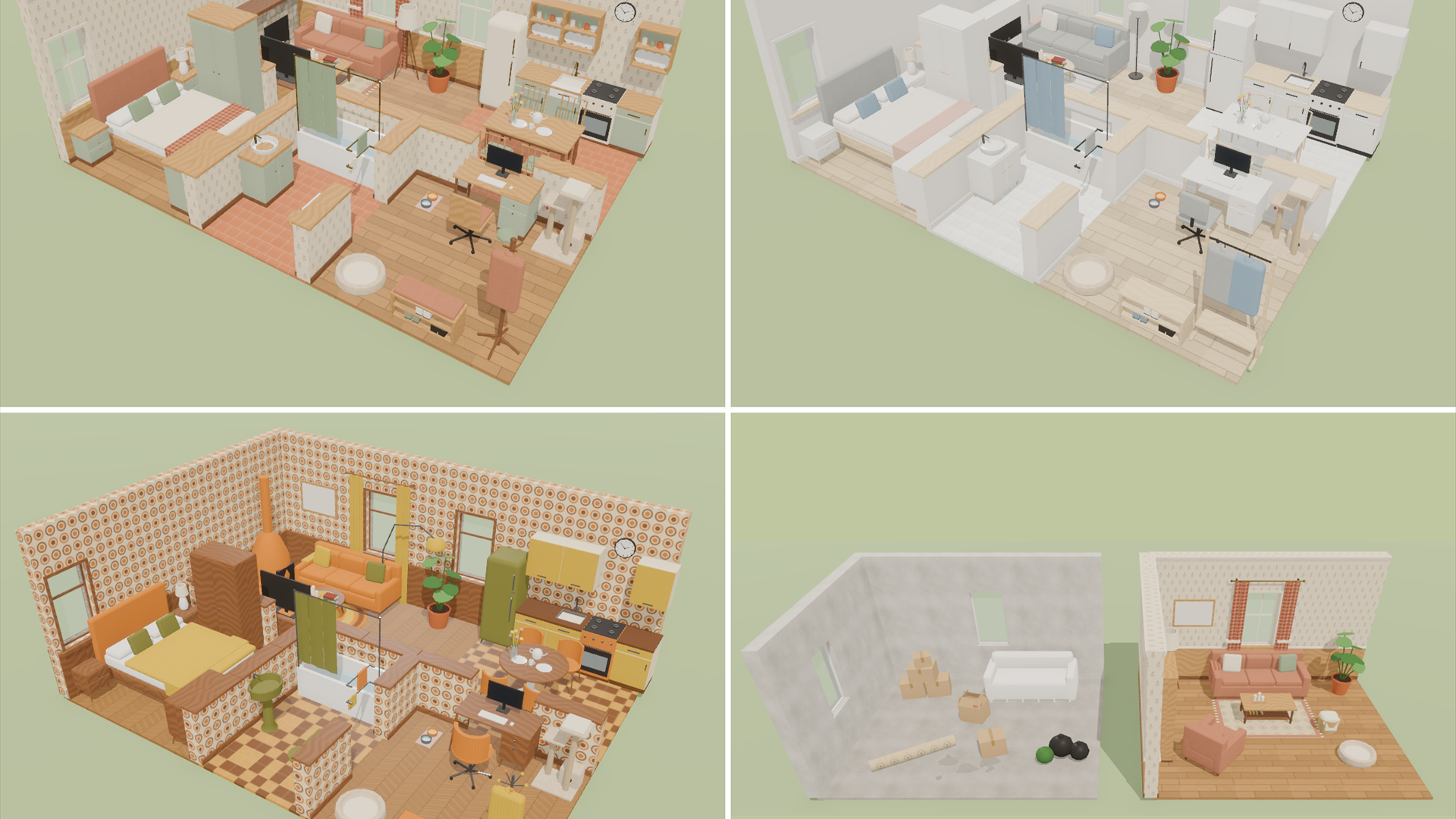 Home Interior Kit Complete - 245 Low-Poly Models 3D Model