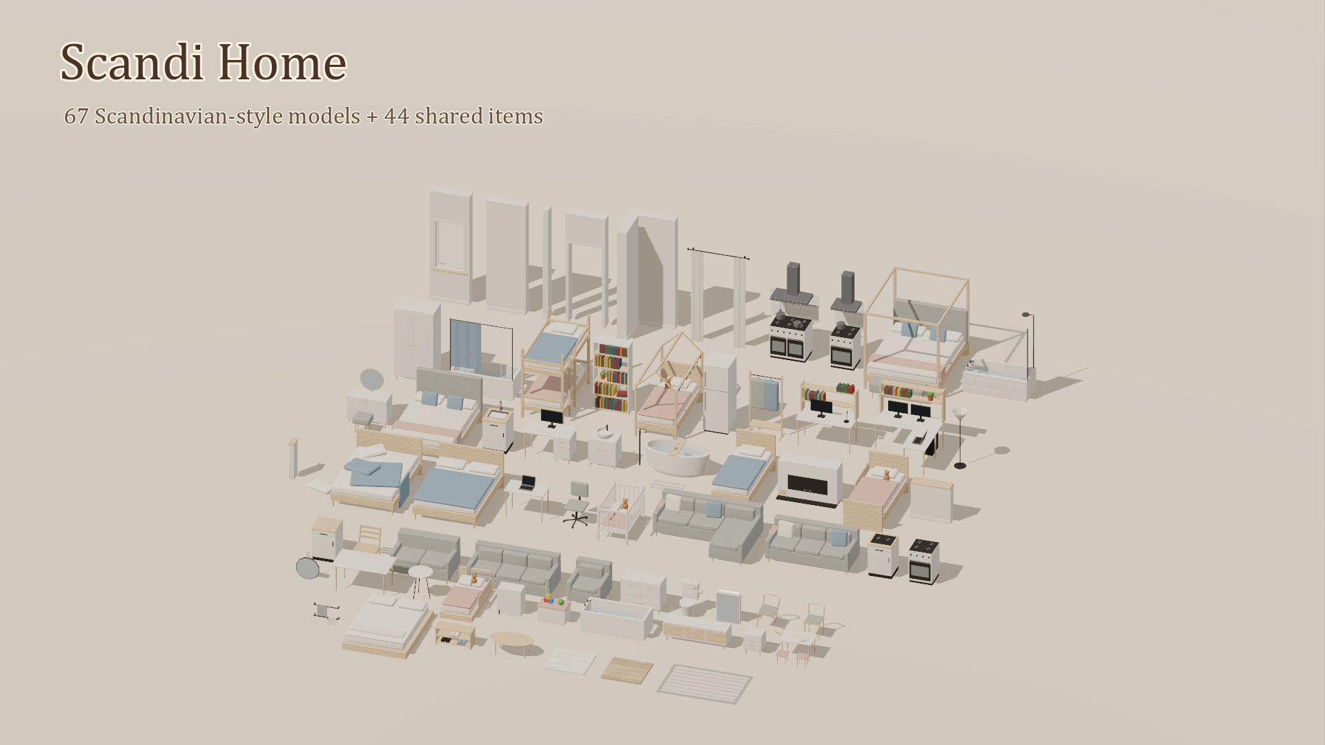 Home Interior Kit Complete - 245 Low-Poly Models 3D Model