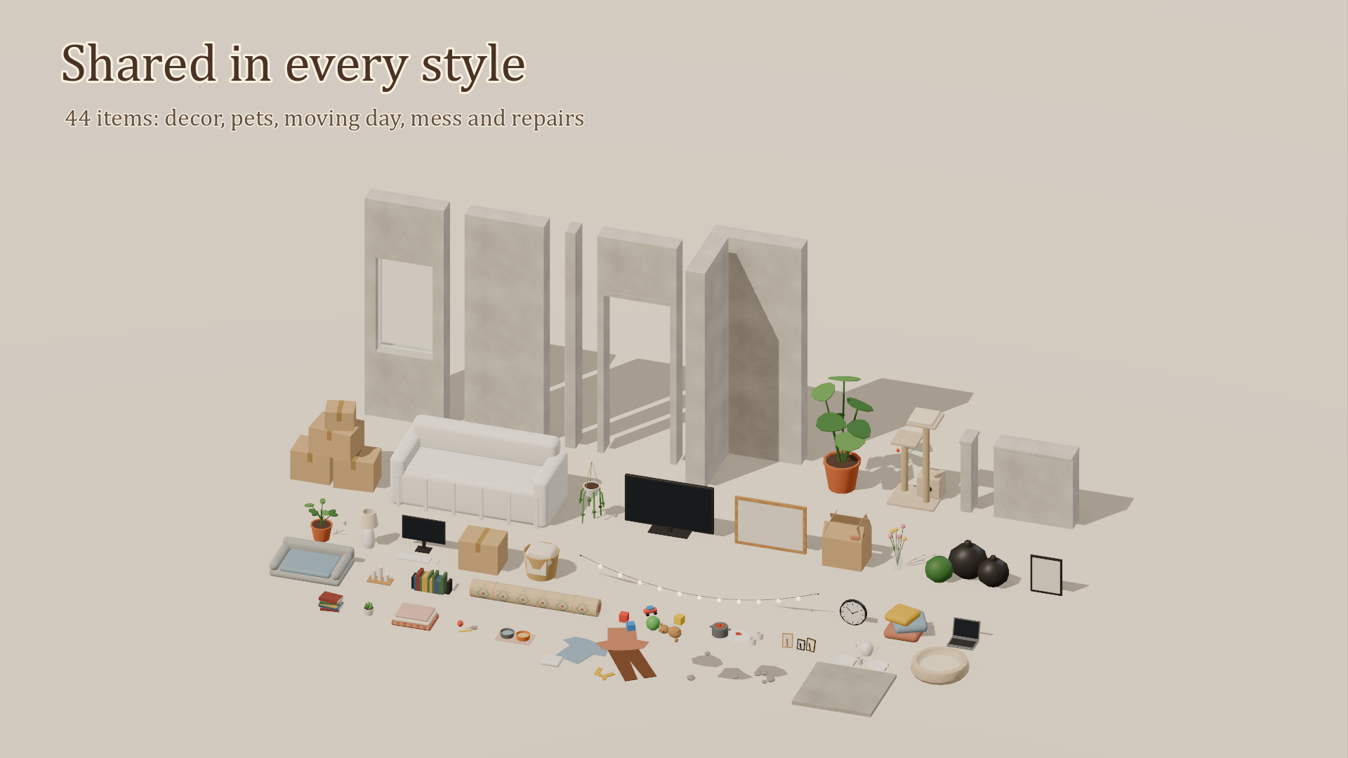 Home Interior Kit Complete - 245 Low-Poly Models 3D Model