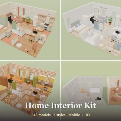 Home Interior Kit (Complete) - 245 Low-Poly Models