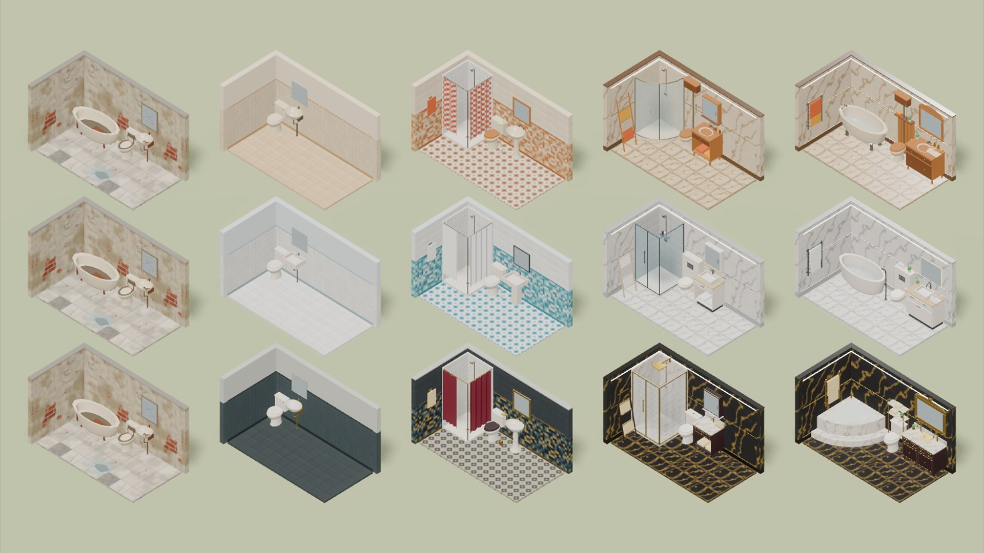 Hotel Bathrooms - 104 Low-Poly Models 3D Model
