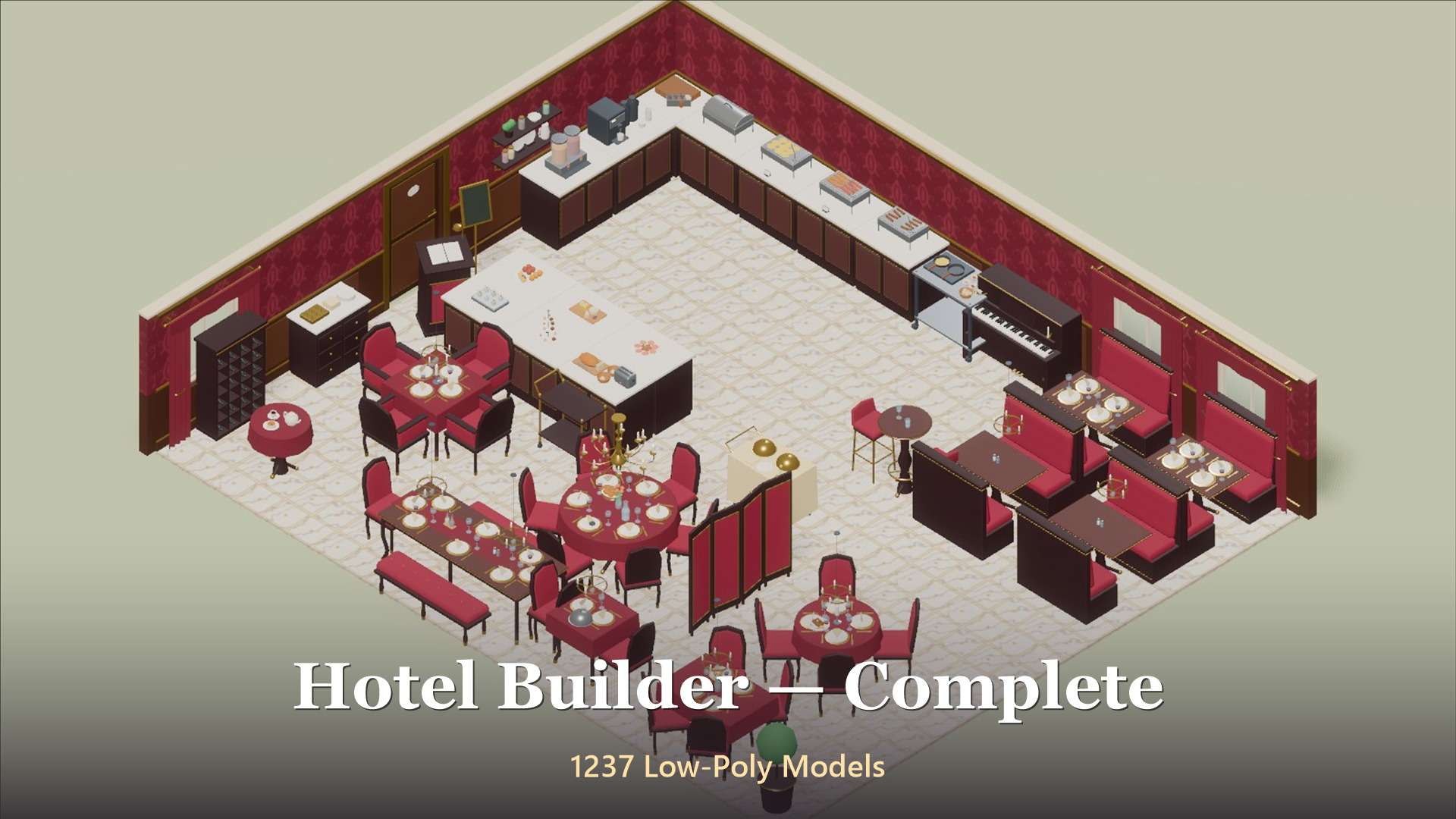 Hotel Builder - Complete - 1237 Low-Poly Models 3D Model
