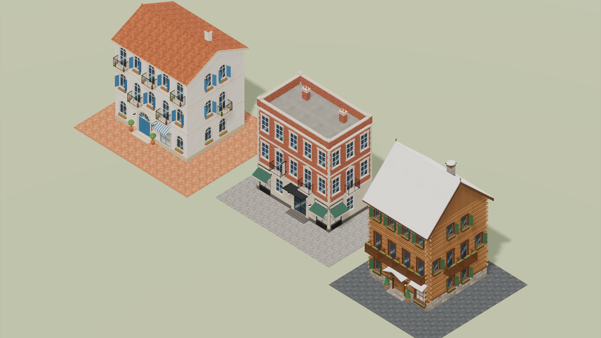 Hotel Builder - Complete - 1237 Low-Poly Models 3D Model