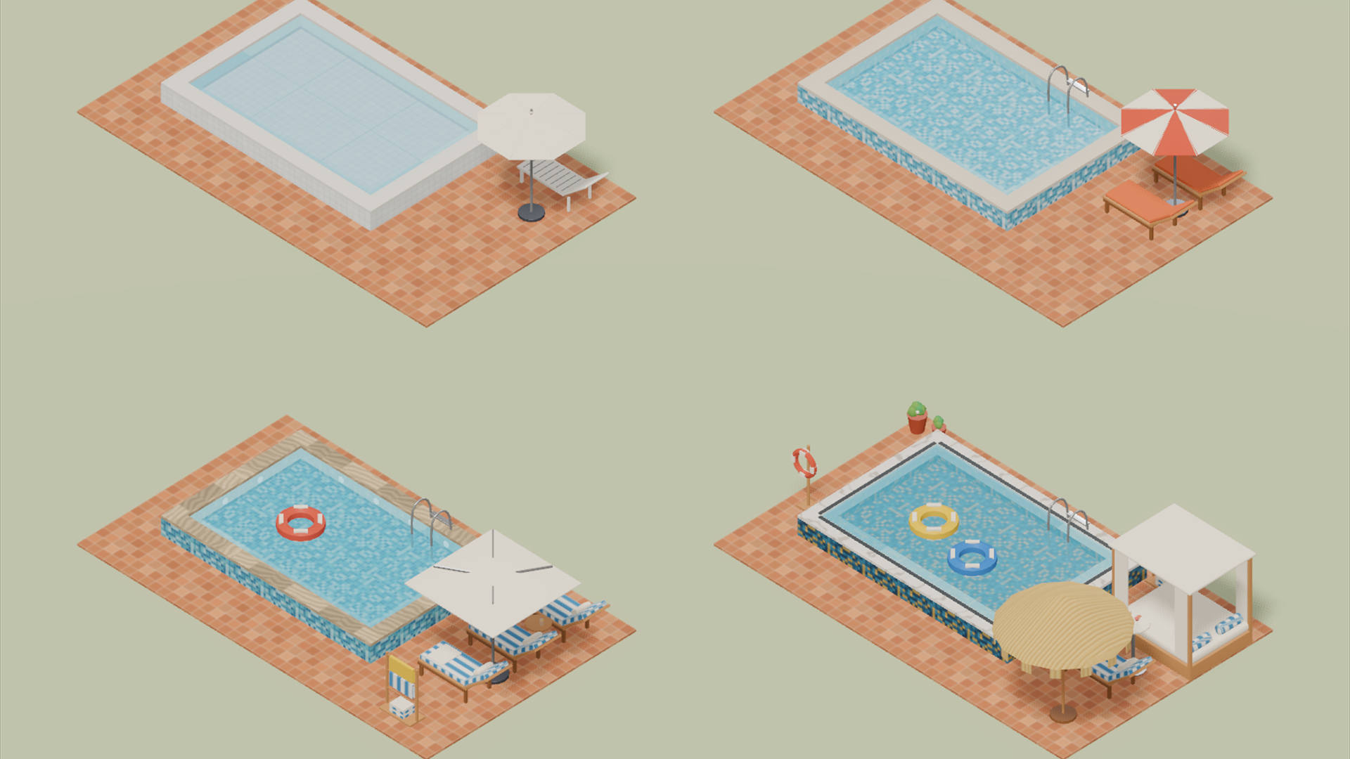 Hotel Builder - Complete - 1237 Low-Poly Models 3D Model