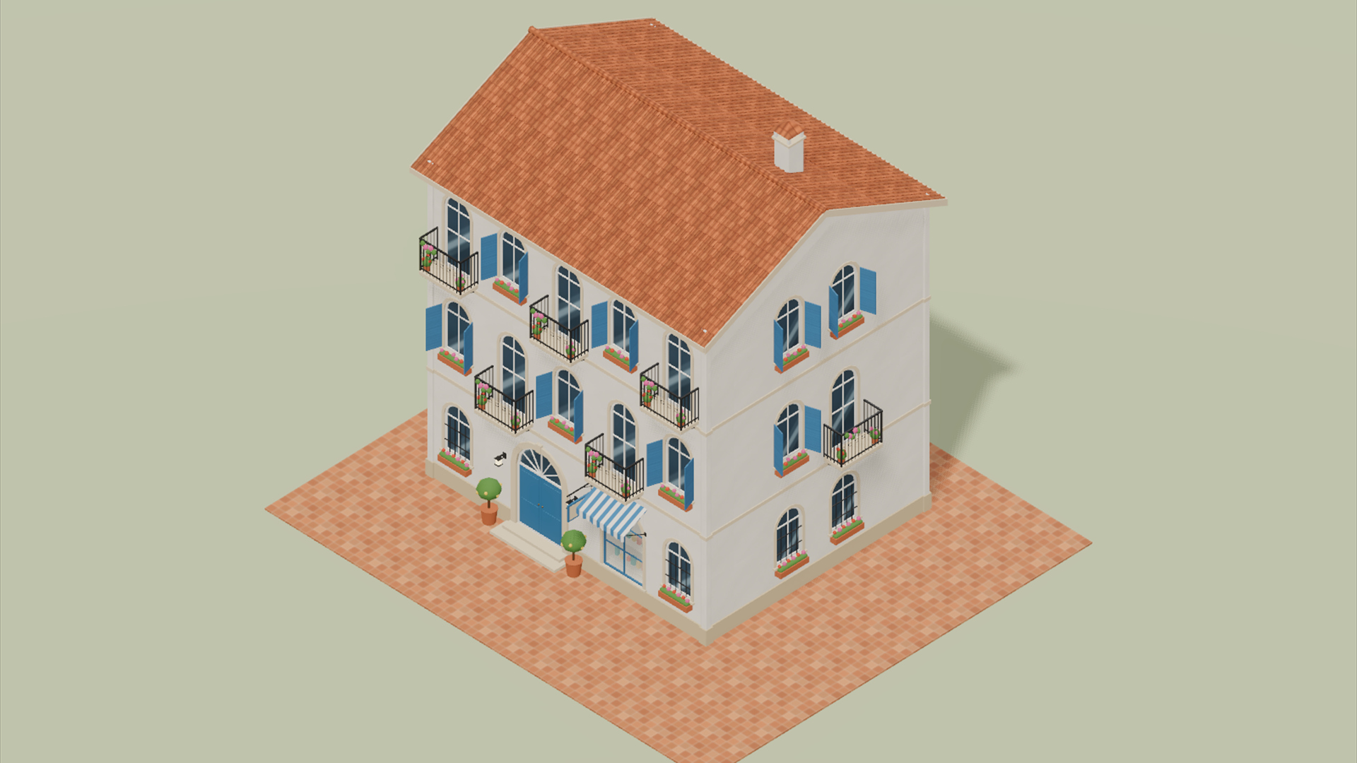 Hotel Facades - 83 Low-Poly Models 3D Model