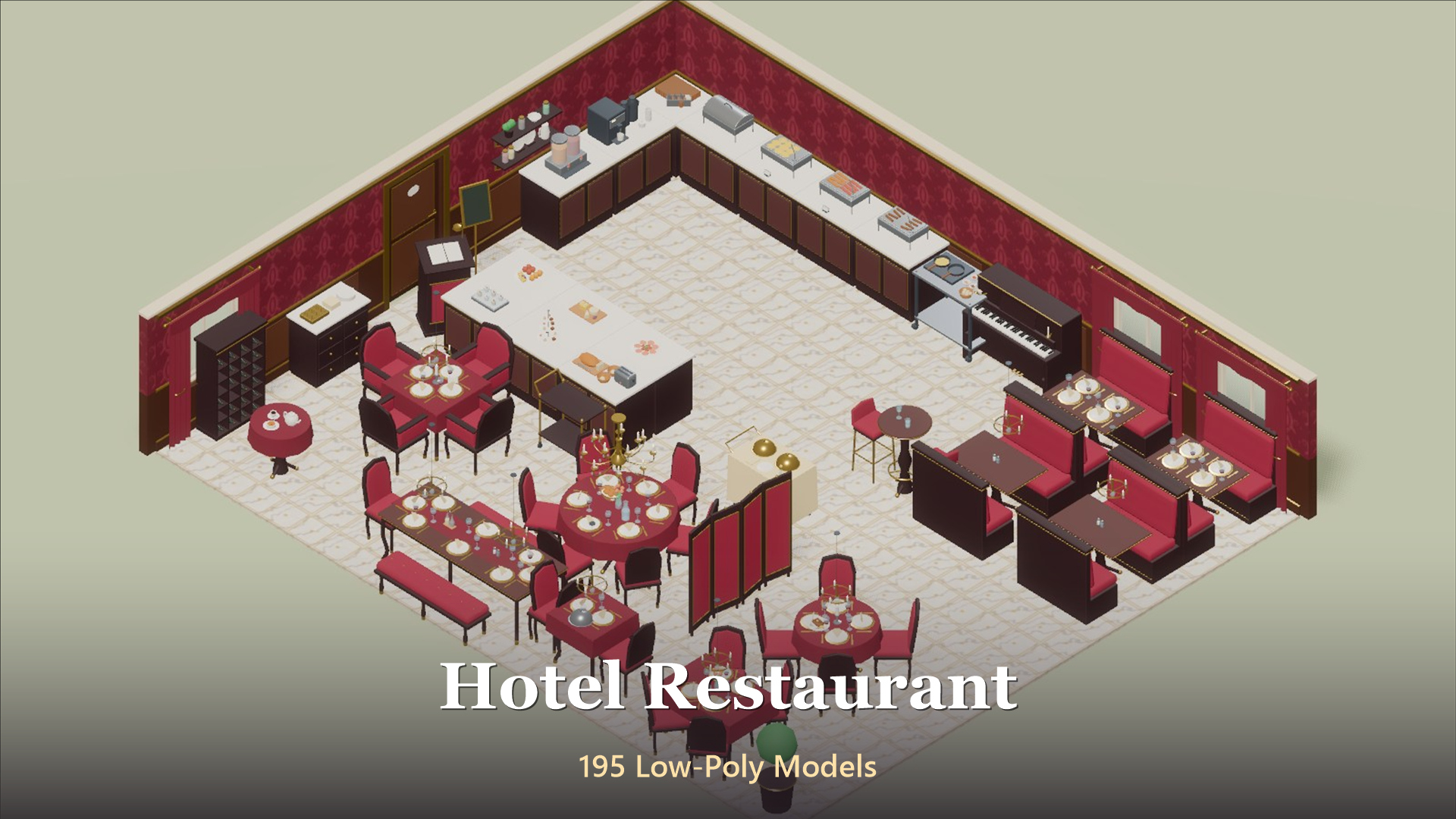 Hotel Restaurant - 195 Low-Poly Models 3D Model