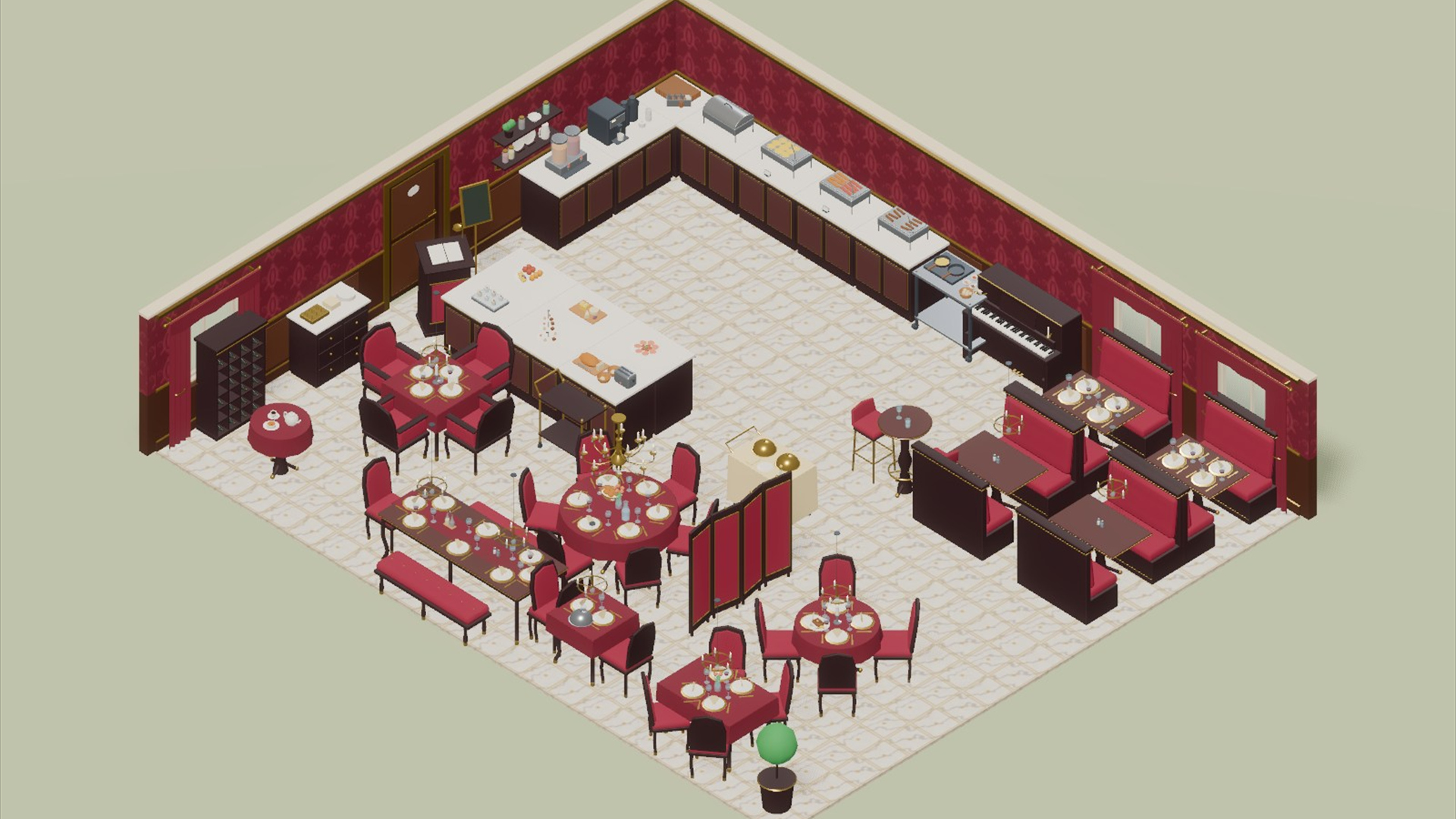 Hotel Restaurant - 195 Low-Poly Models 3D Model