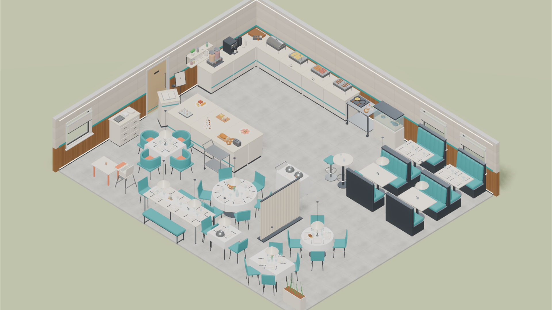 Hotel Restaurant - 195 Low-Poly Models 3D Model