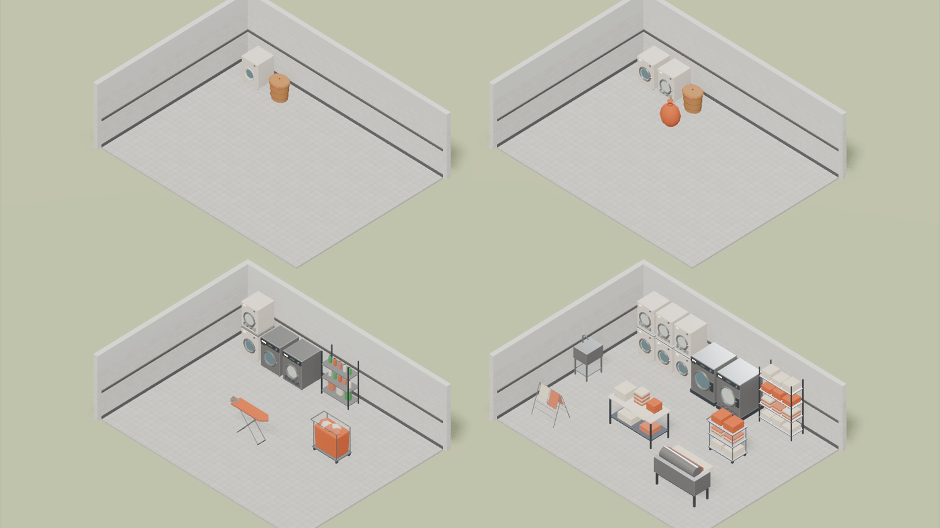 Hotel Rooms & Services - 142 Low-Poly Models 3D Model