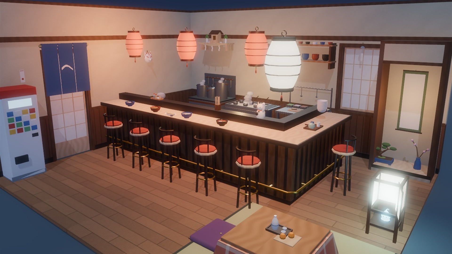 Japanese Street & Ramen Shop Kit - 137 Low-Poly Models 3D Model