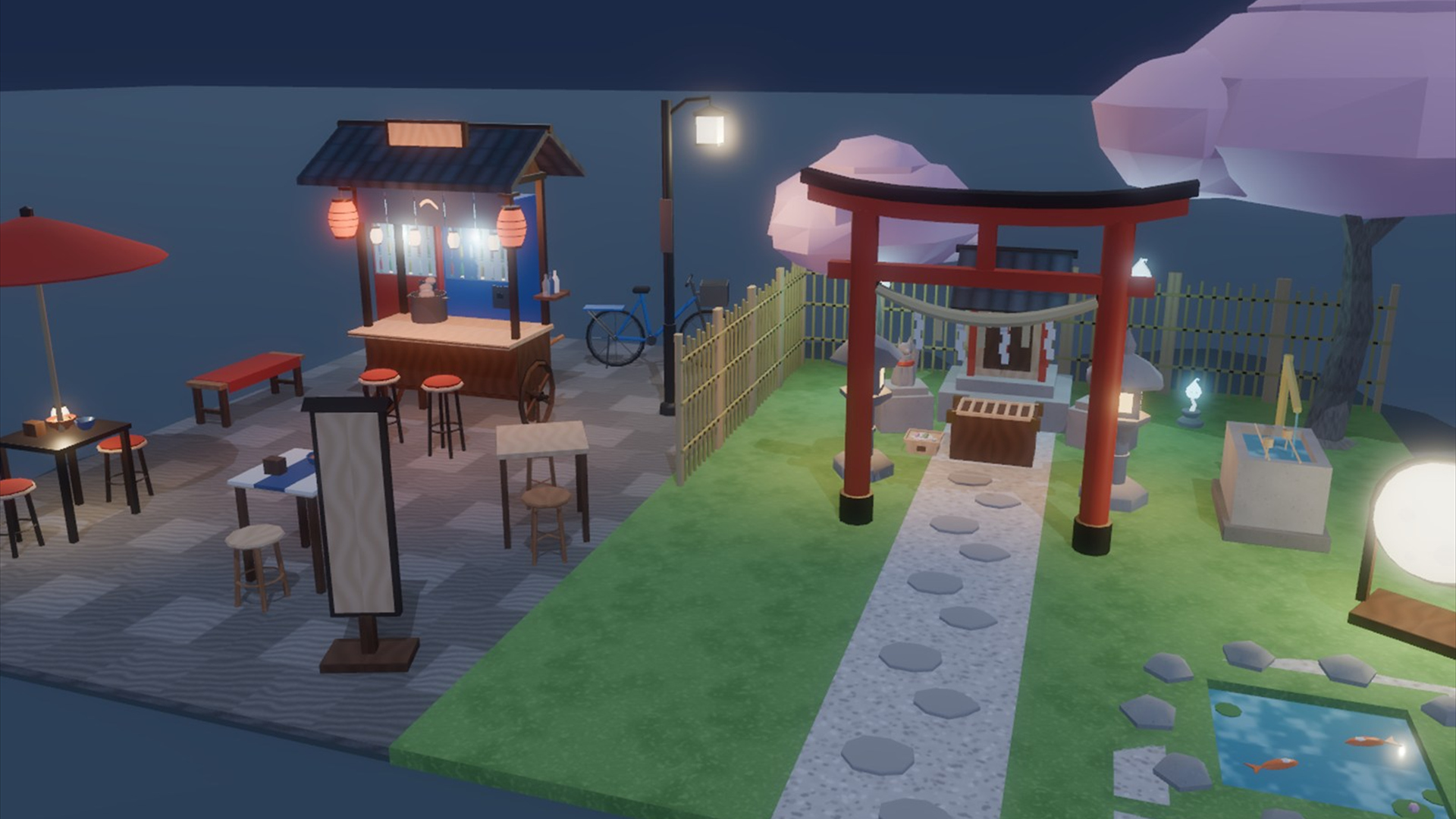 Japanese Street & Ramen Shop Kit - 137 Low-Poly Models 3D Model