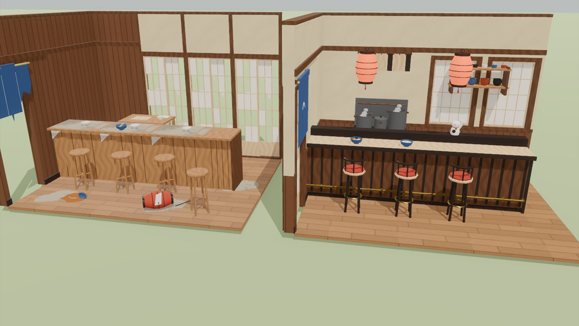 Japanese Street & Ramen Shop Kit - 137 Low-Poly Models 3D Model
