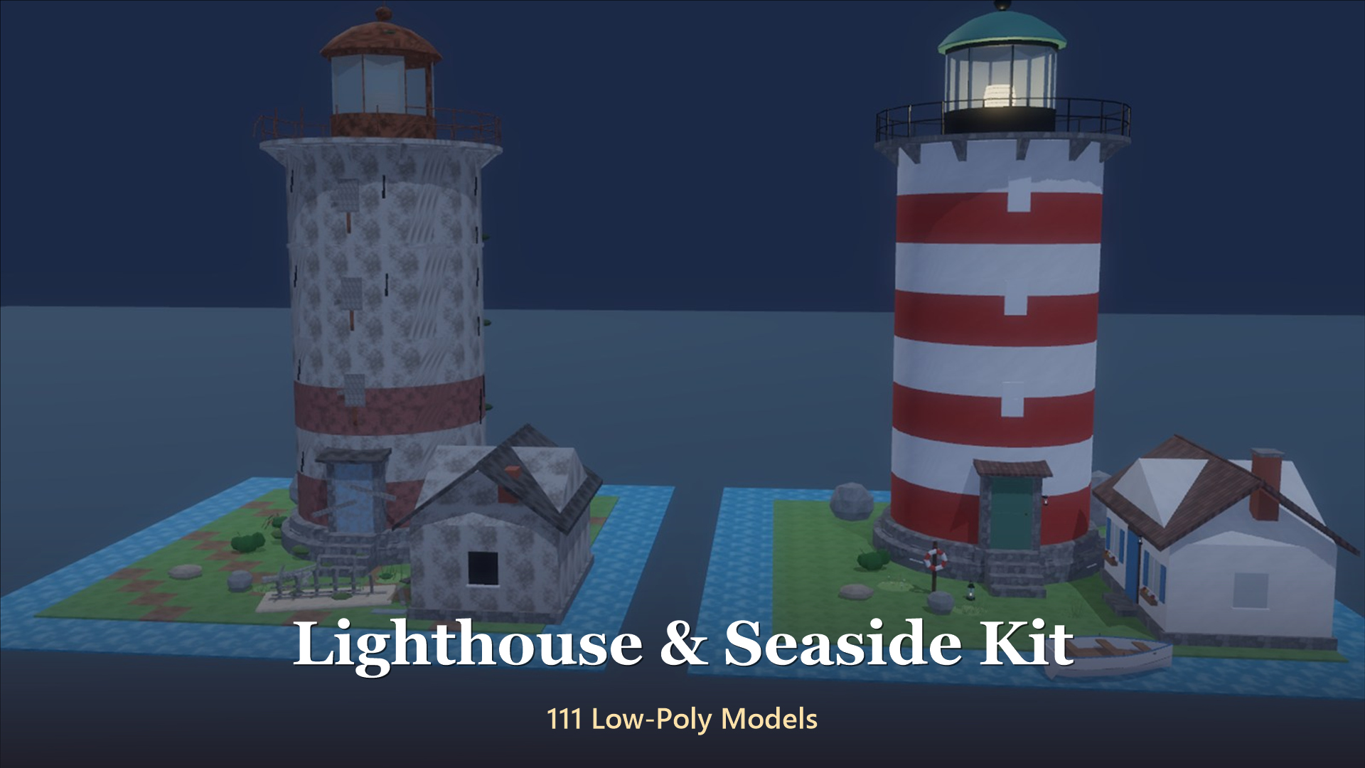Lighthouse &amp Seaside Kit - 111 Low-Poly Models 3D Model