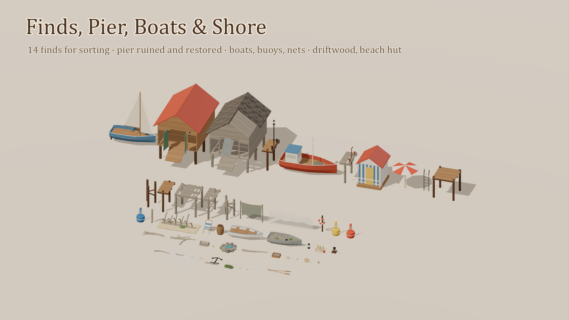 Lighthouse &amp Seaside Kit - 111 Low-Poly Models 3D Model