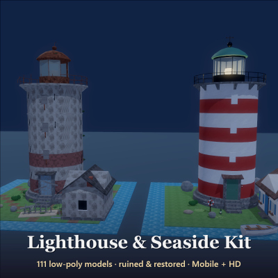 Lighthouse & Seaside Kit - 111 Low-Poly Models